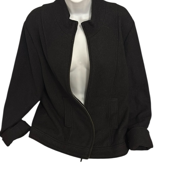 Della Spiga Italy black wool Jacket Pockets Size L - Picture 1 of 15